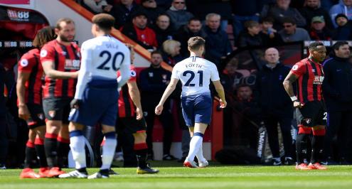 لاعب توتنهام يحقق رقماً قياسياً بعد طرده أمام بورنموث